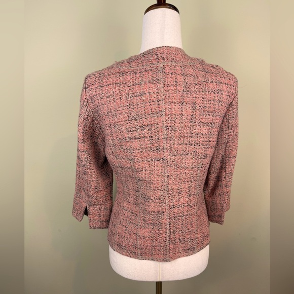 J Jill tweed jacket coral and pink tones with snap front size XS preowned - Picture 2 of 11